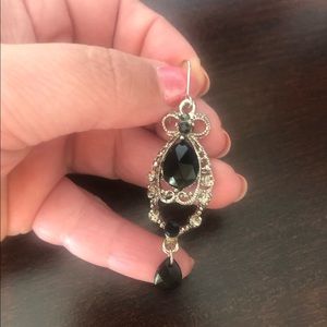 Silver & black earrings hook earrings